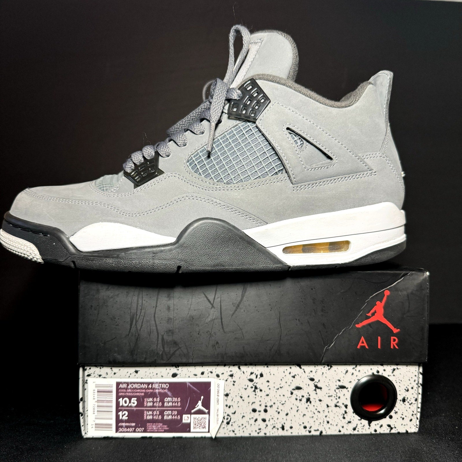 Air Jordan 4 Retro Cool Grey 2019 Men's Shoes - Size 10.5