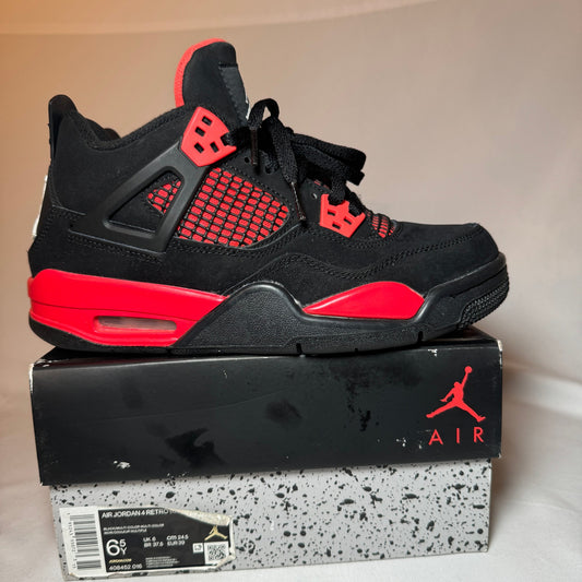 Air Jordan 4 Retro GS Red Thunder Kids Shoes - Size 6.5