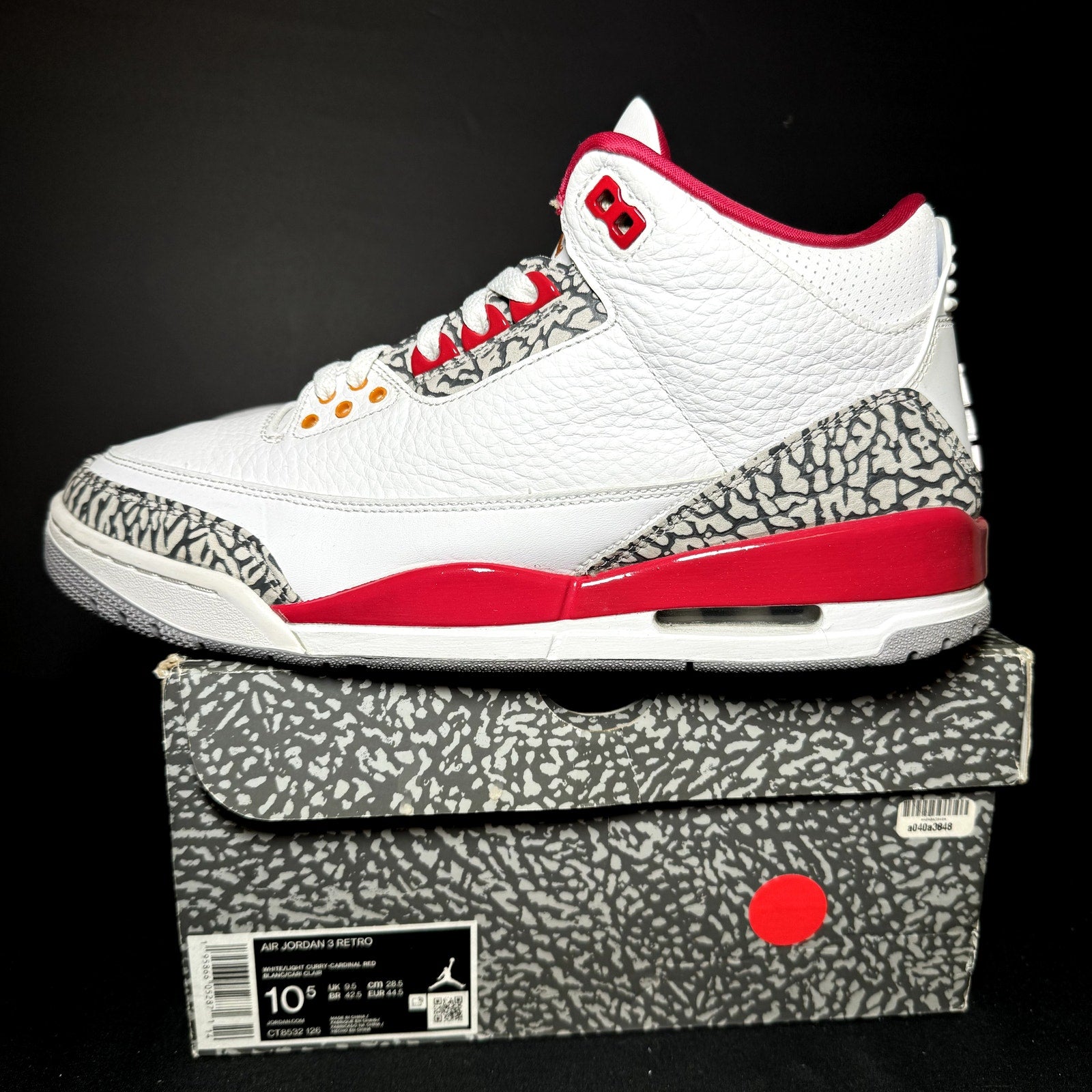 Air Jordan 3 Retro Cardinal Red Men's Shoes - Size 10.5