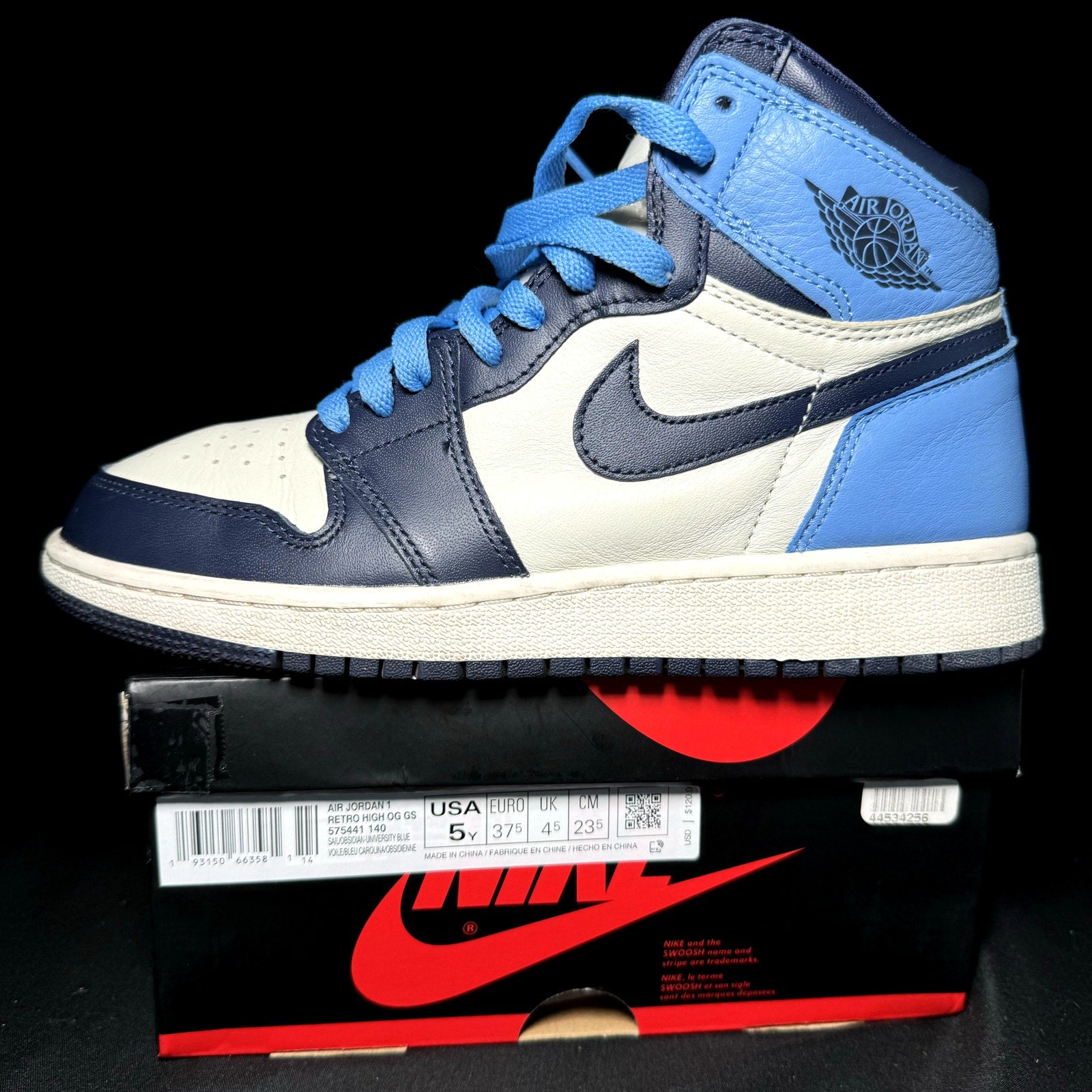 Air Jordan 1 Retro High OG GS Obsidian Kids Shoes - Size 5