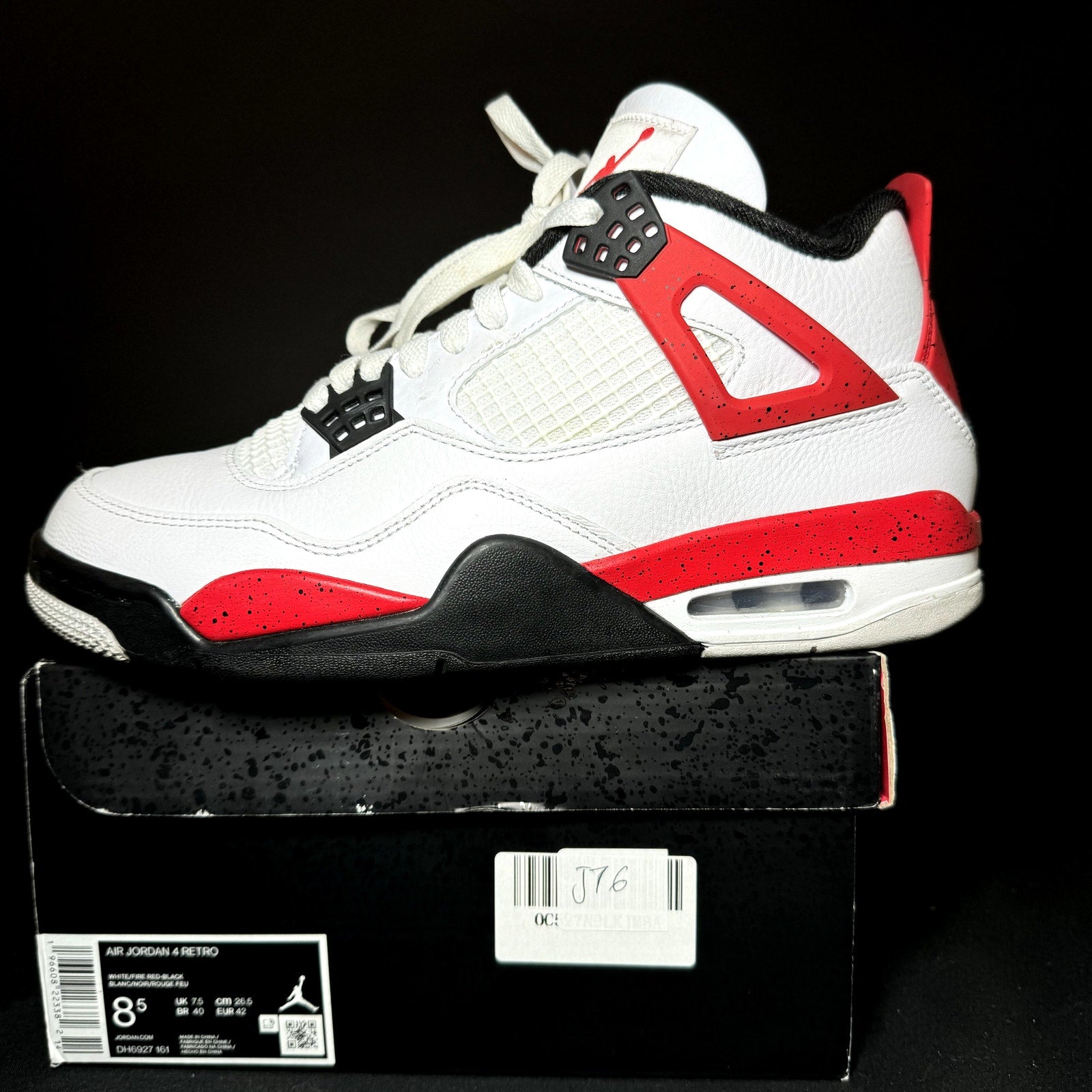 Air Jordan 4 Retro Red Cement Men's Shoes - Size 8.5