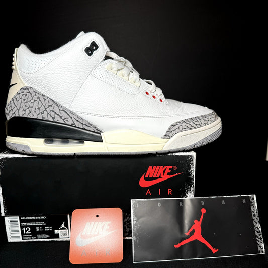 Air Jordan 3 Retro White Cement Reimagined Men's Shoes - Size 12