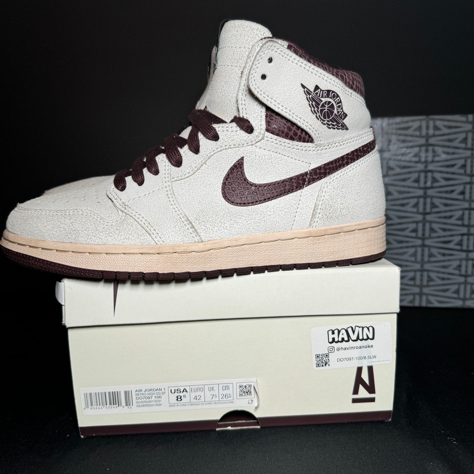 A Ma Maniére x Air Jordan 1 High OG Airness Men's Shoes - Size 8.5