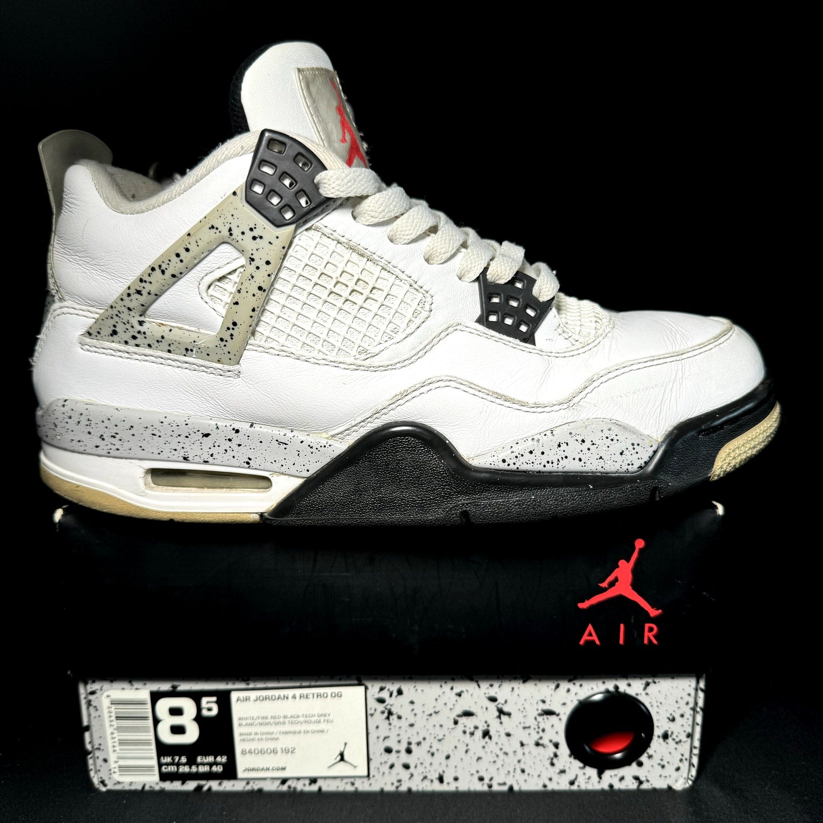 Air Jordan 4 Retro OG White Cement 2016 Men's Shoes - Size 8.5