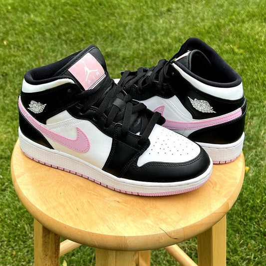 Air Jordan 1 Mid GS White Light Arctic Pink Kids Shoes - Size 7