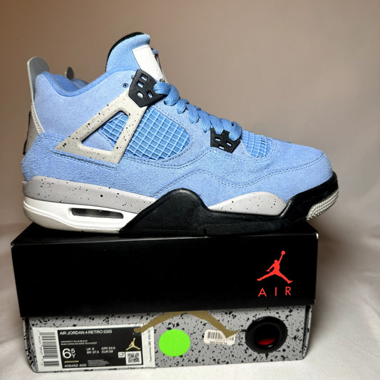 Air Jordan 4 Retro GS University Blue Kids Shoes - Size 6.5