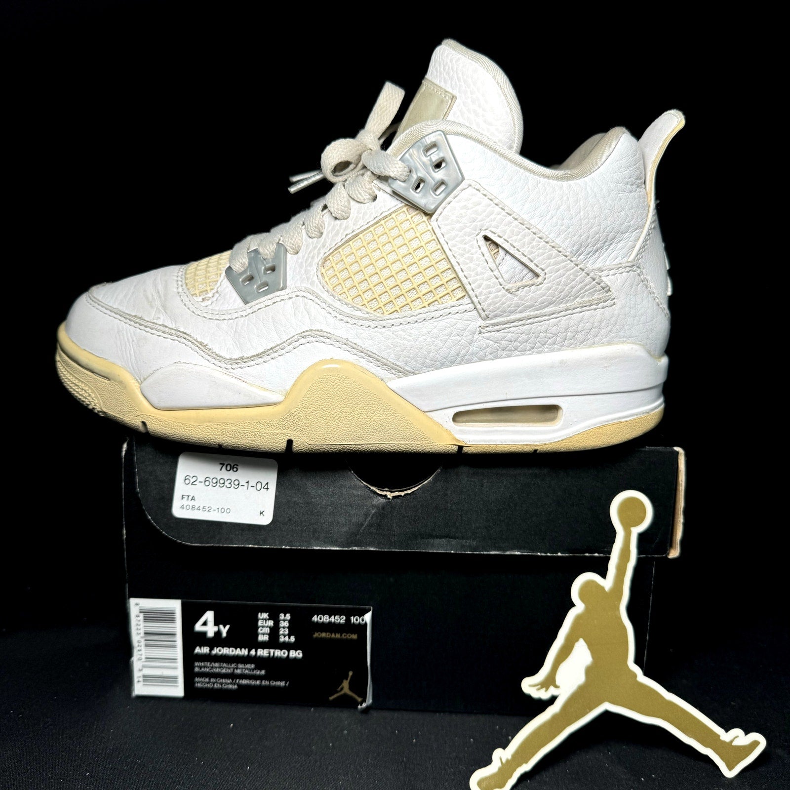 Air Jordan 4 Retro GS White Oreo 2021 Kids Shoes - Size 4.5