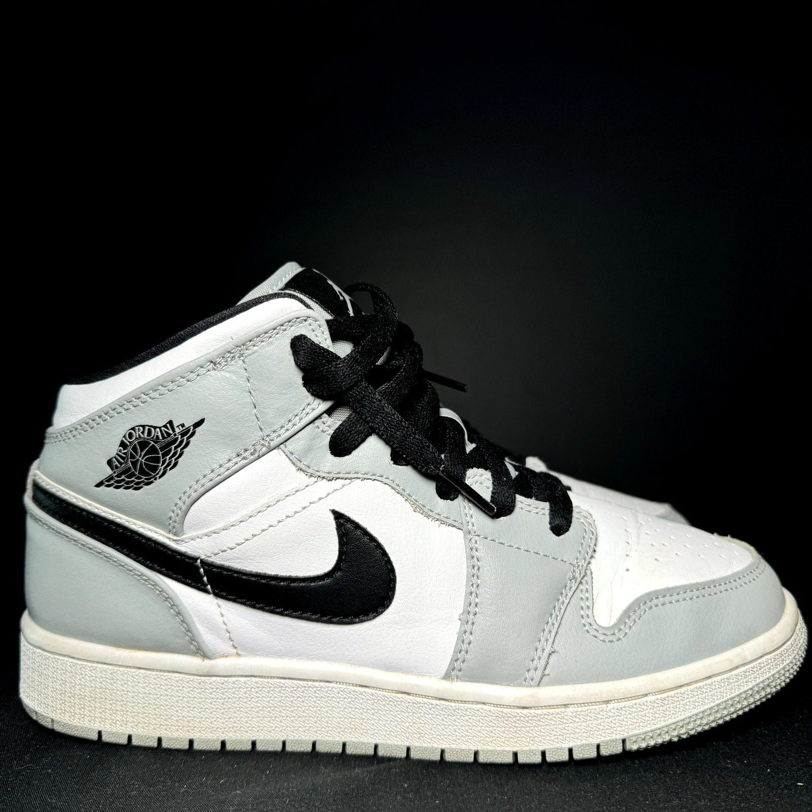 Air Jordan 1 Mid GS Light Smoke Grey Kids Shoes - Size 5.5