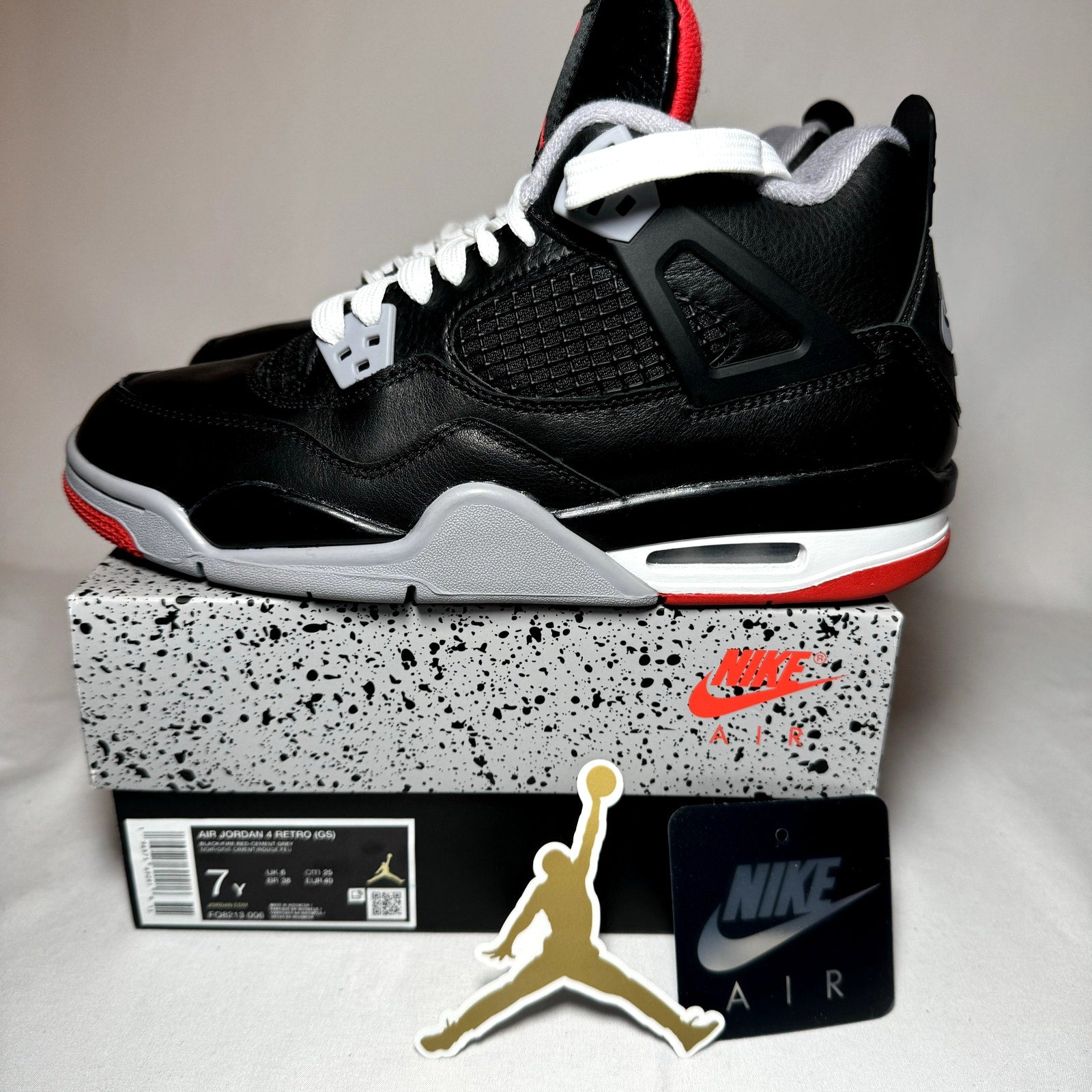 Air Jordan 4 Retro GS Bred Reimagined Kids Shoes - Size 7