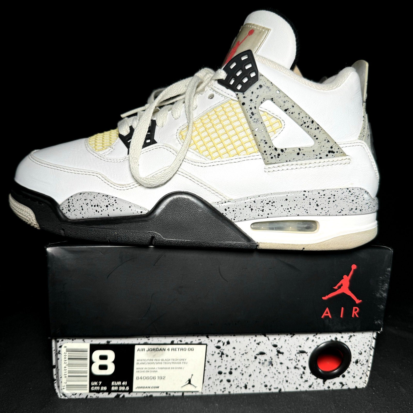 Air Jordan 4 Retro OG White Cement 2016 Men's Shoes- Size 8