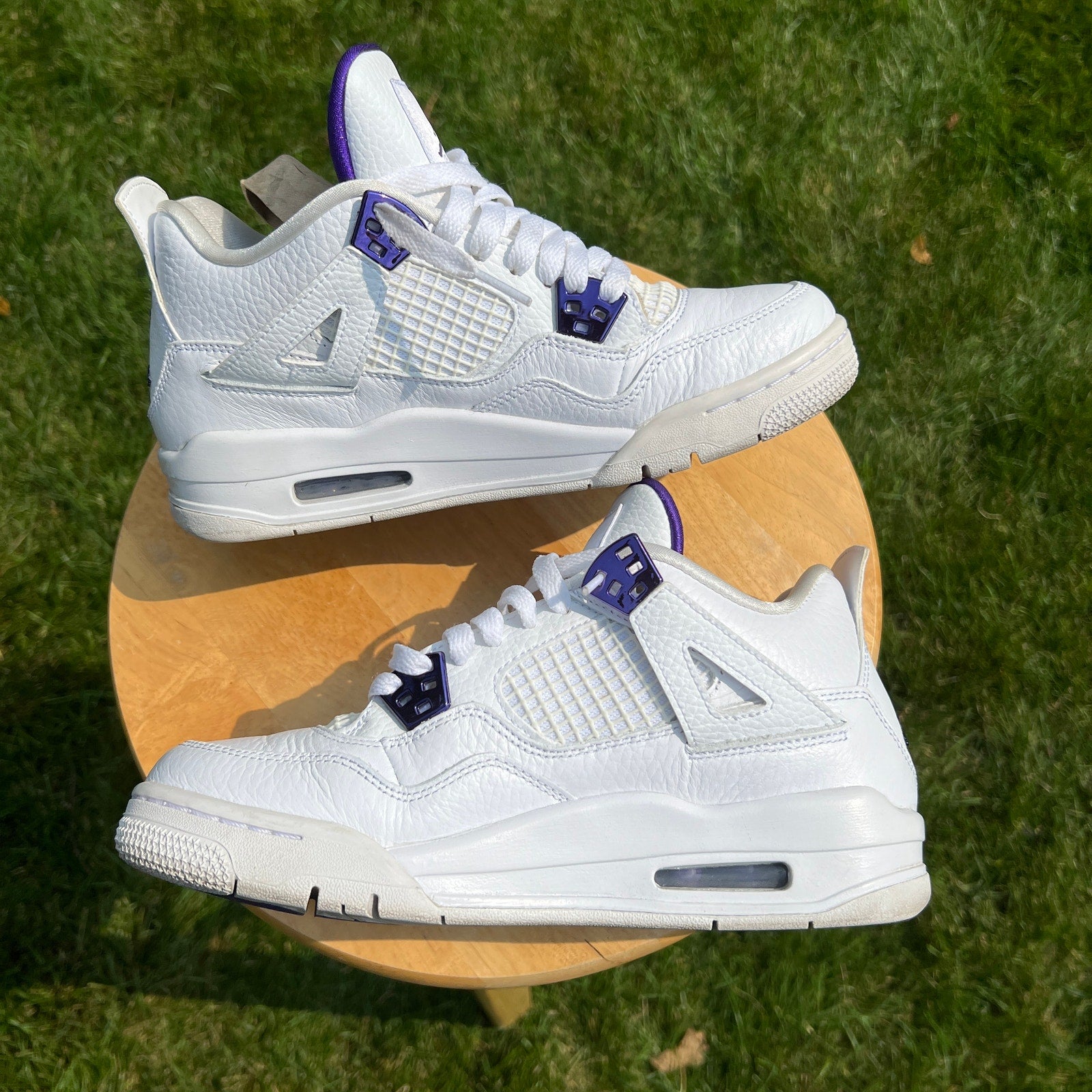 Air Jordan 4 Retro GS Purple Metallic Kids Shoes - Size 6.5