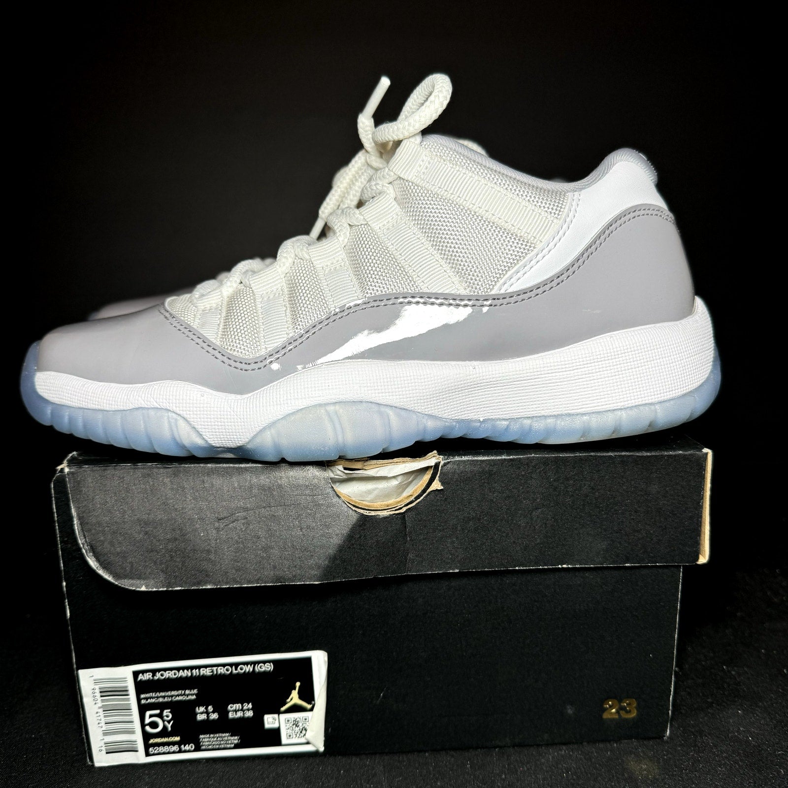 Air Jordan 11 Retro Low GS Cement Grey Kids Shoes - Size 5.5