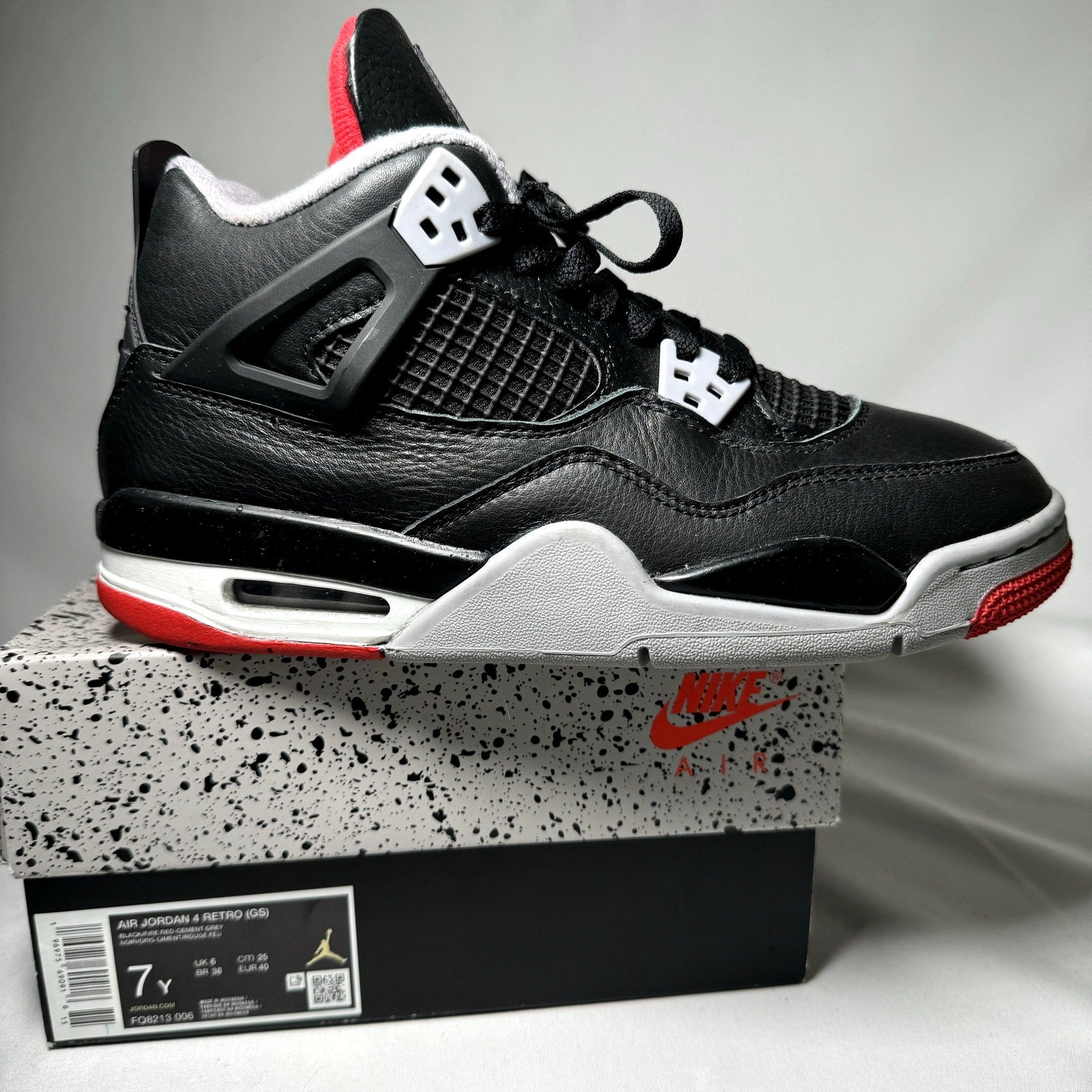 Air Jordan 4 Retro GS Bred Reimagined Kids Shoes - Size 7