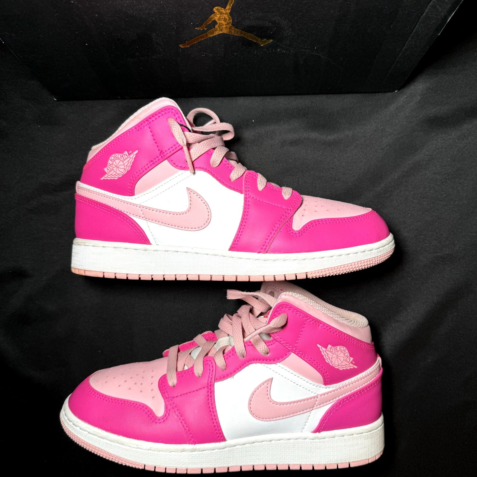 Air Jordan 1 Mid GS Fierce Pink Kids Shoes - Size 6.5