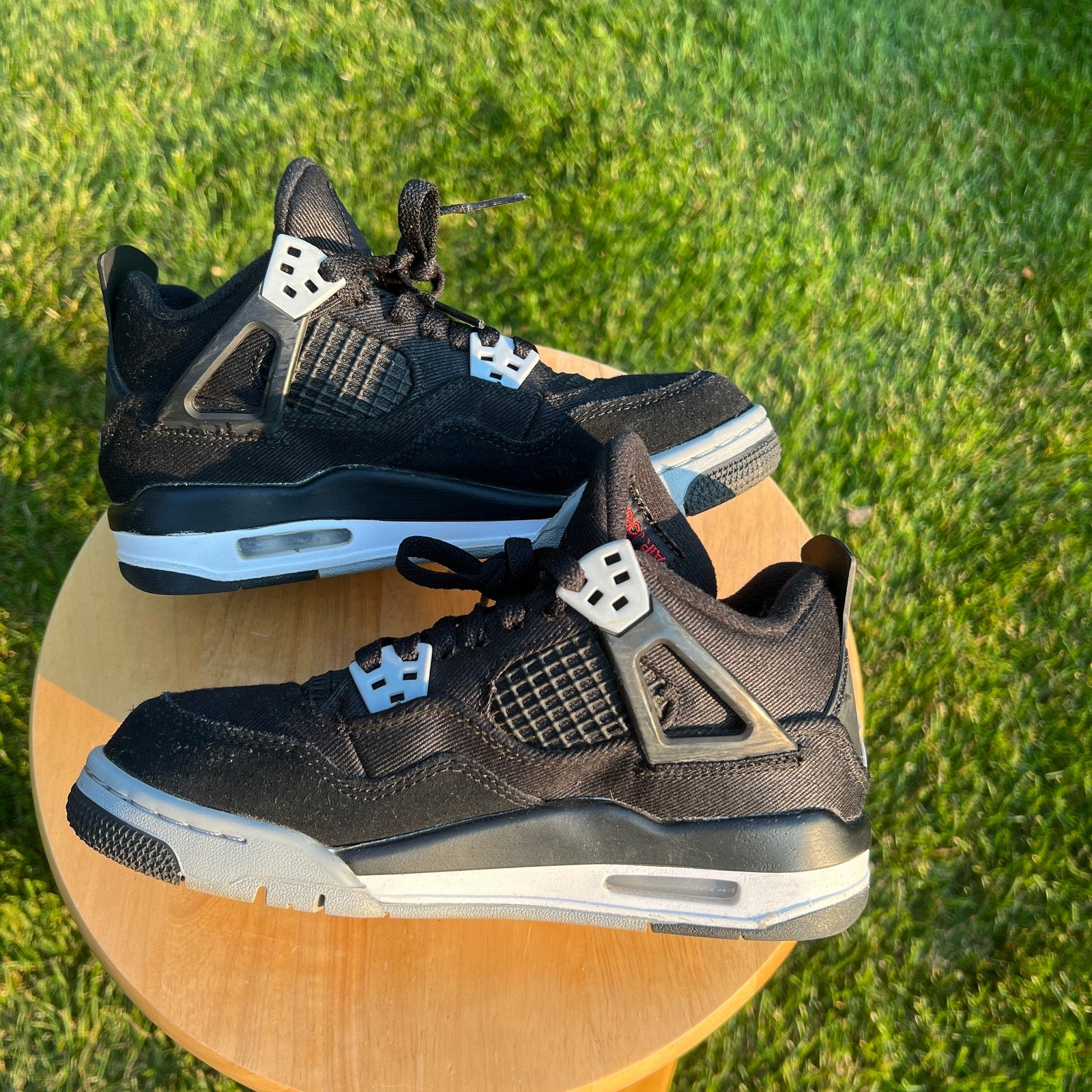 Air Jordan 4 Retro SE GS Black Canvas Kids Shoes - Size 4.5