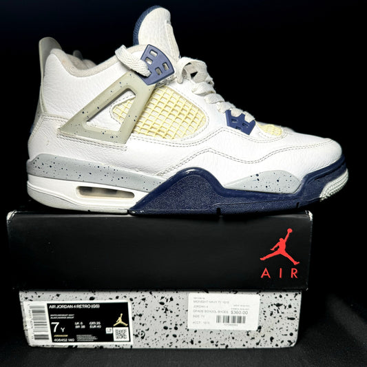 Air Jordan 4 Retro GS Midnight Navy Kids Shoes - Size 7