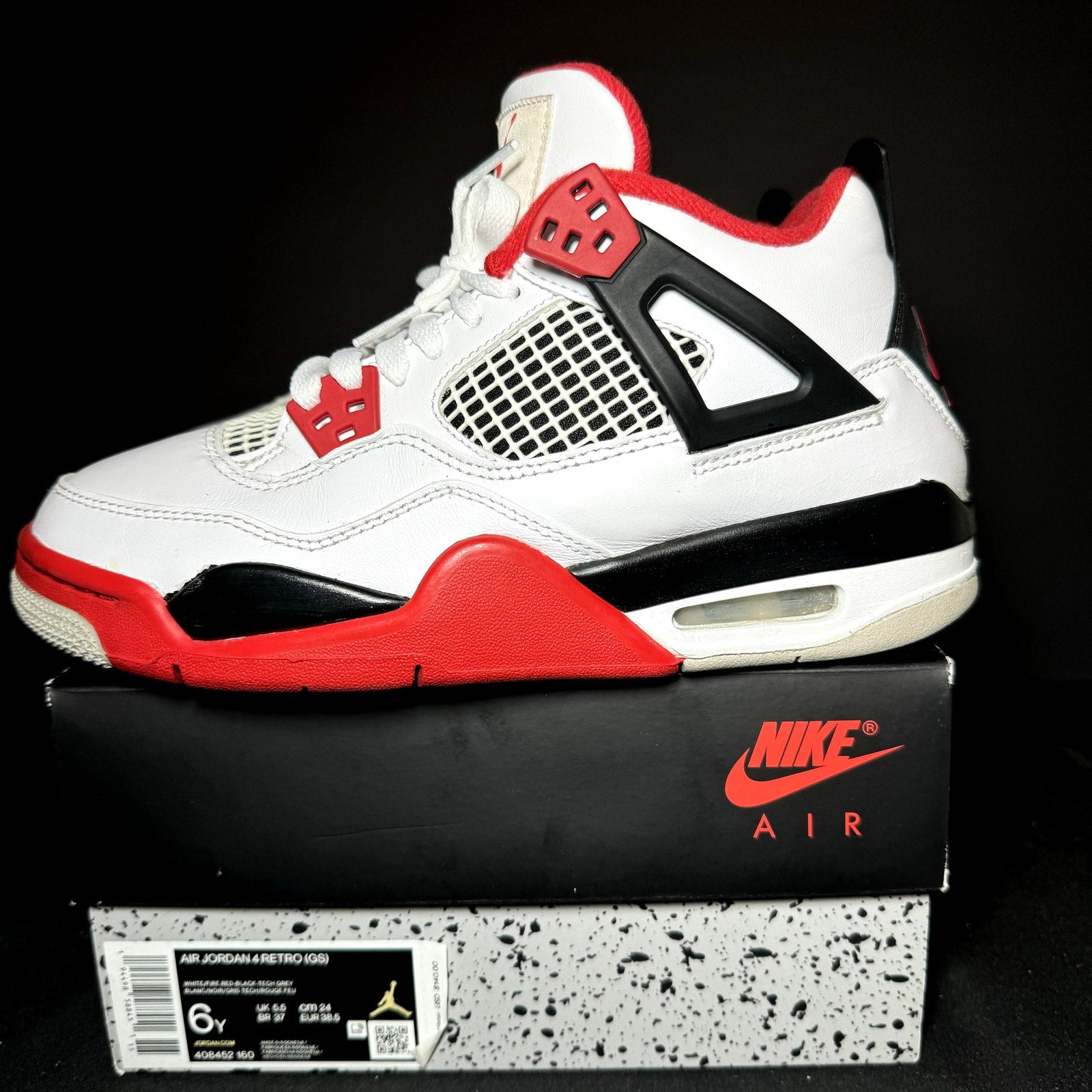 Air Jordan 4 Retro OG GS Fire Red 2020 Kids Shoes - Size 6