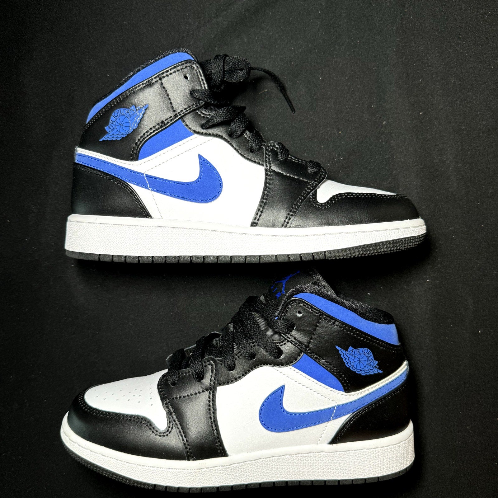 Air Jordan 1 Mid GS Racer Blue Kids Shoes - Size 5