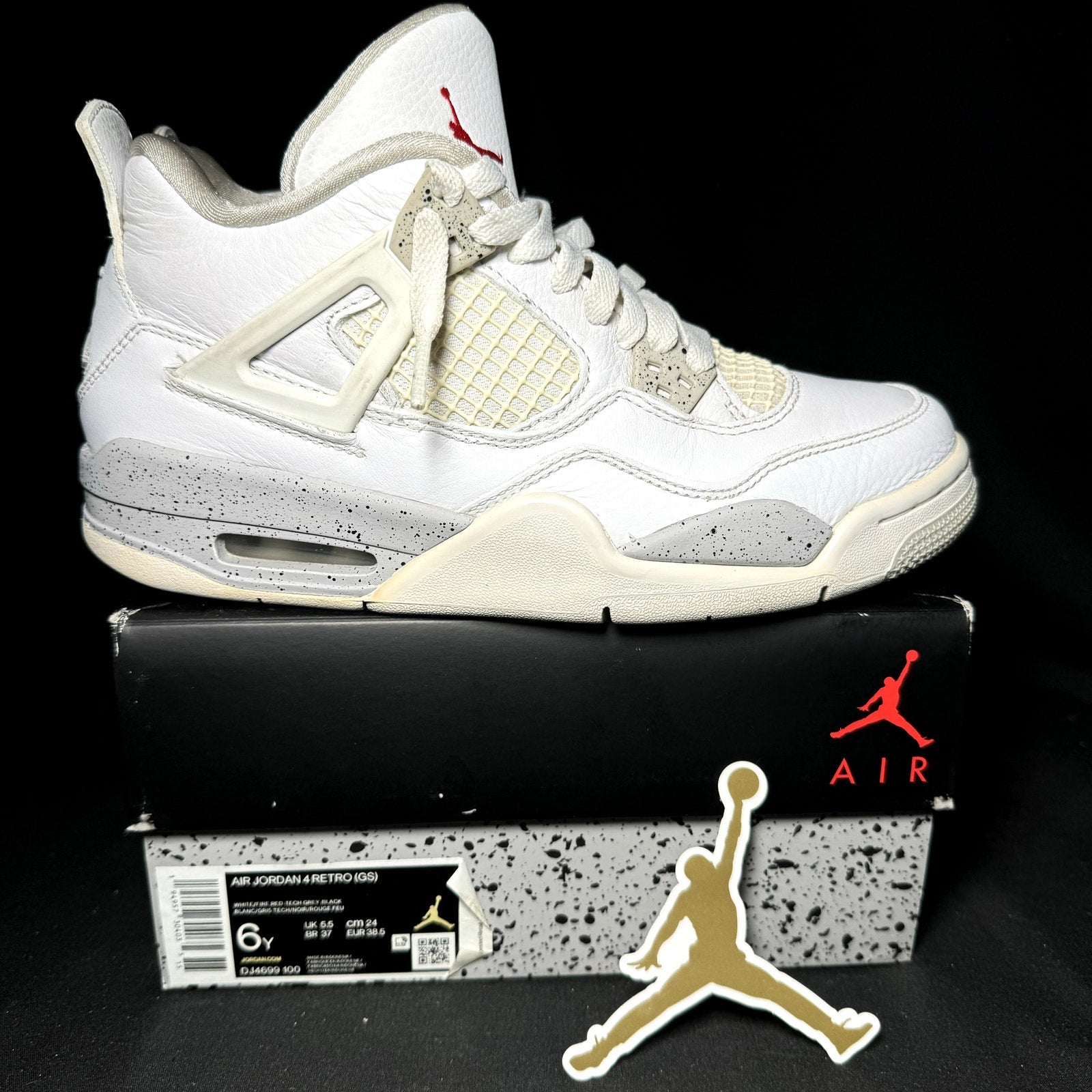 Air Jordan 4 Retro GS White Oreo 2021 Kids Shoes - Size 6