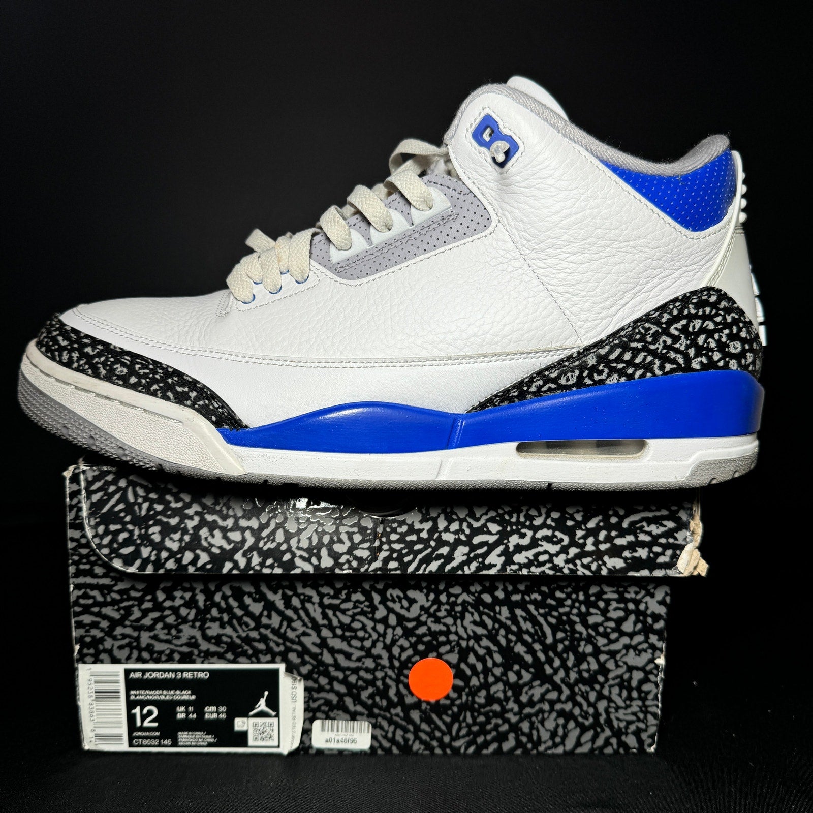 Air Jordan 3 Retro Racer Blue Men's Shoes - Size 12