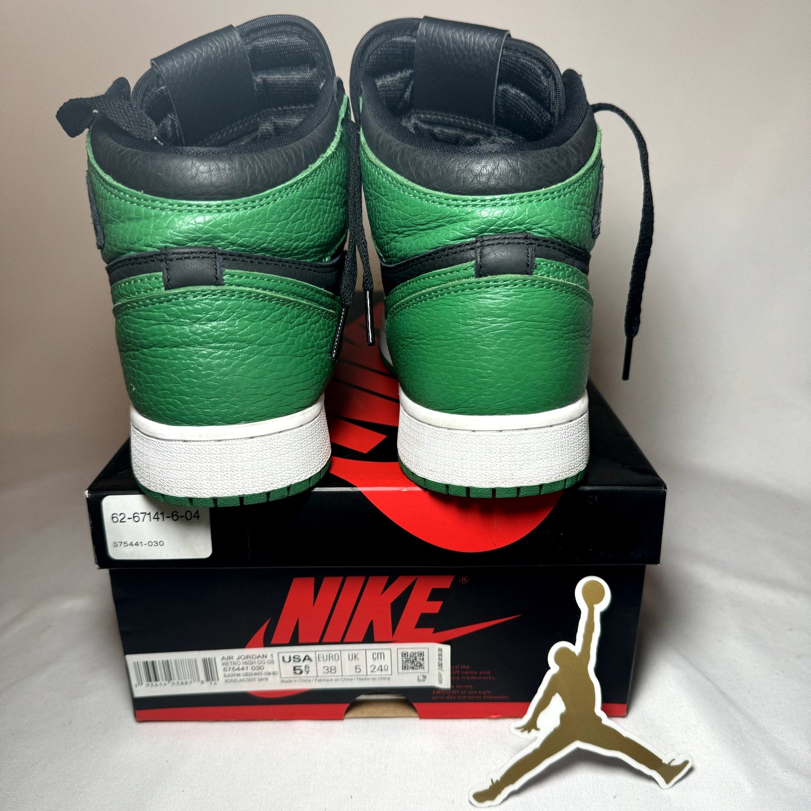 Air Jordan 1 Retro High OG GS Pine Green 2.0 Kids Shoes - Size 5.5