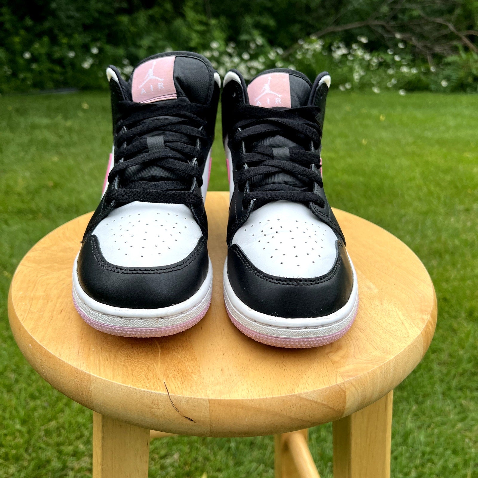 Air Jordan 1 Mid GS White Light Arctic Pink Kids Shoes - Size 7