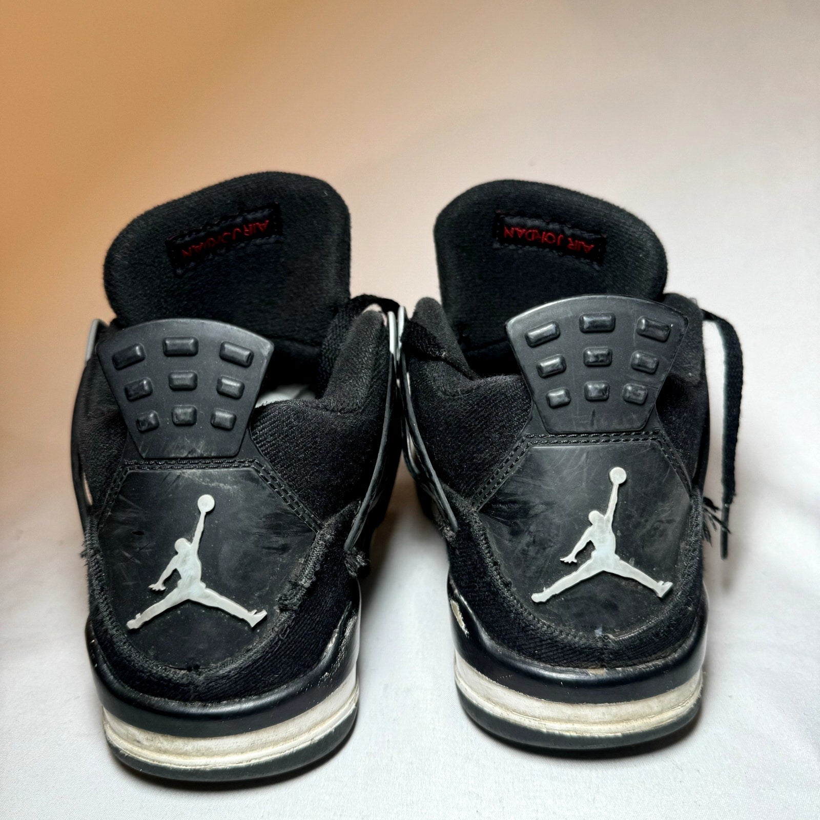 Air Jordan 4 Retro SE GS Black Canvas Kids Shoes - Size 5.5