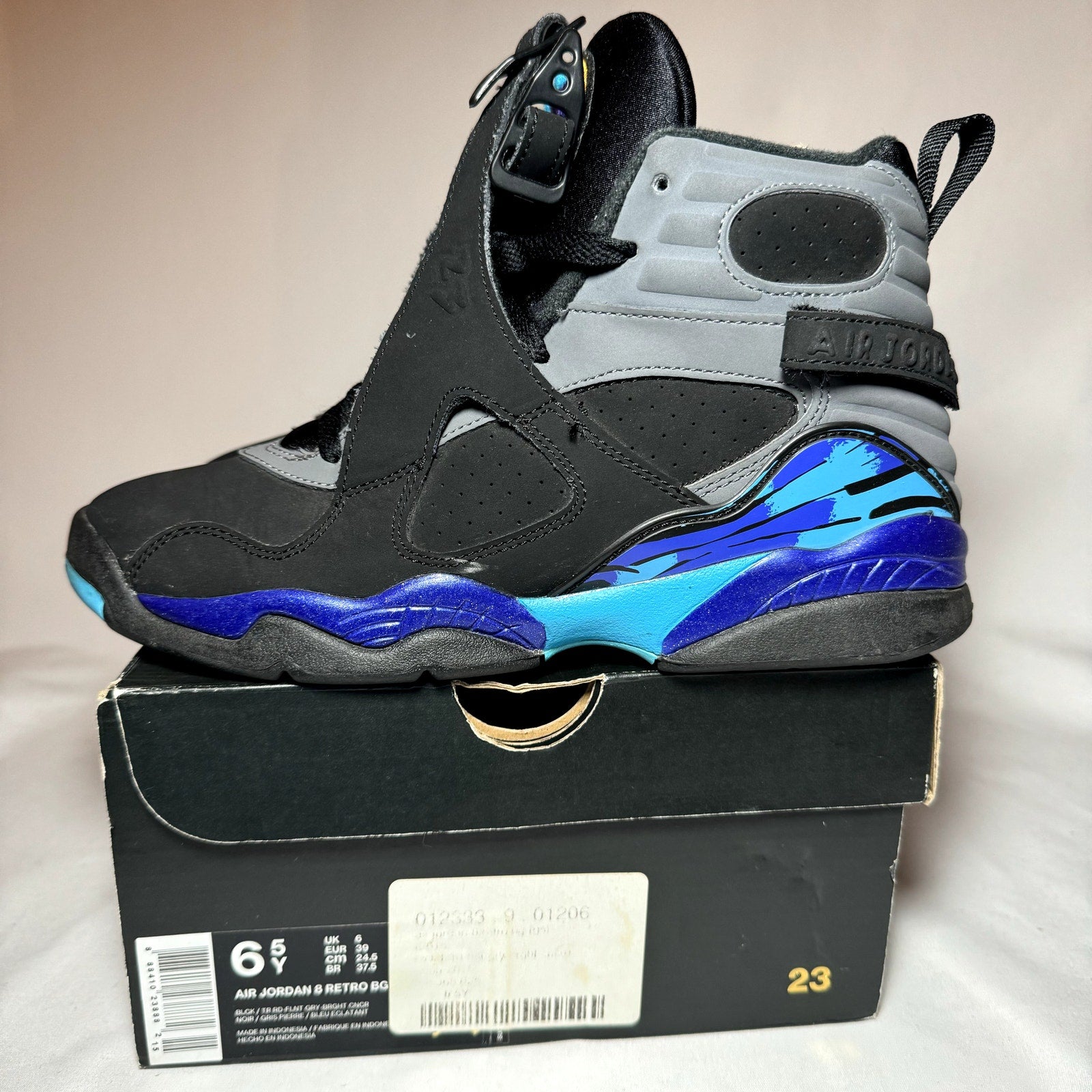 Air Jordan 8 Retro BG Aqua 2015 Kids Shoes - Size 6.5