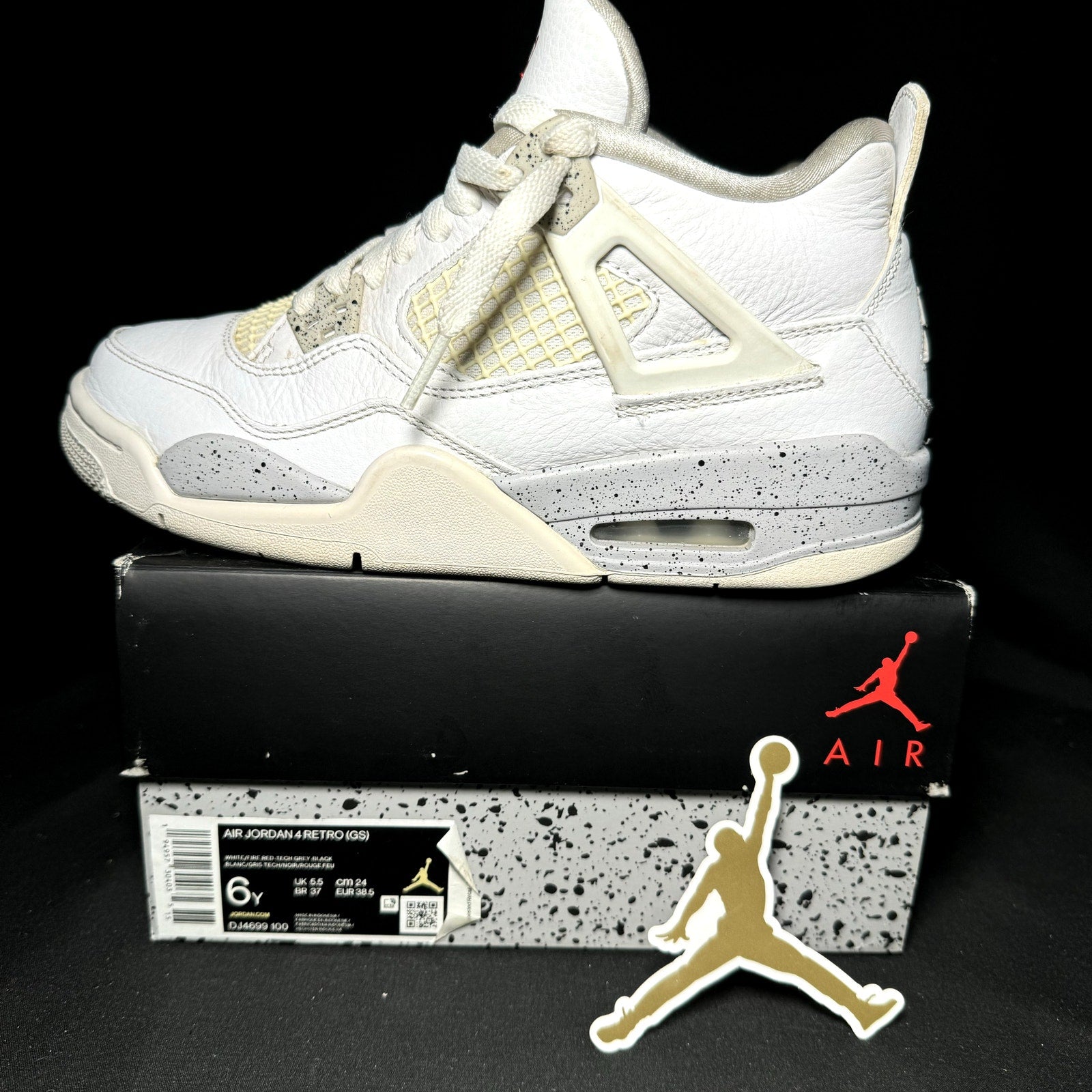 Air Jordan 4 Retro GS White Oreo 2021 Kids Shoes - Size 6