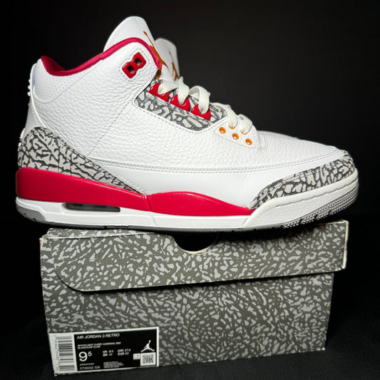 Air Jordan 3 Retro Cardinal Red Men's Shoes - Size 9.5