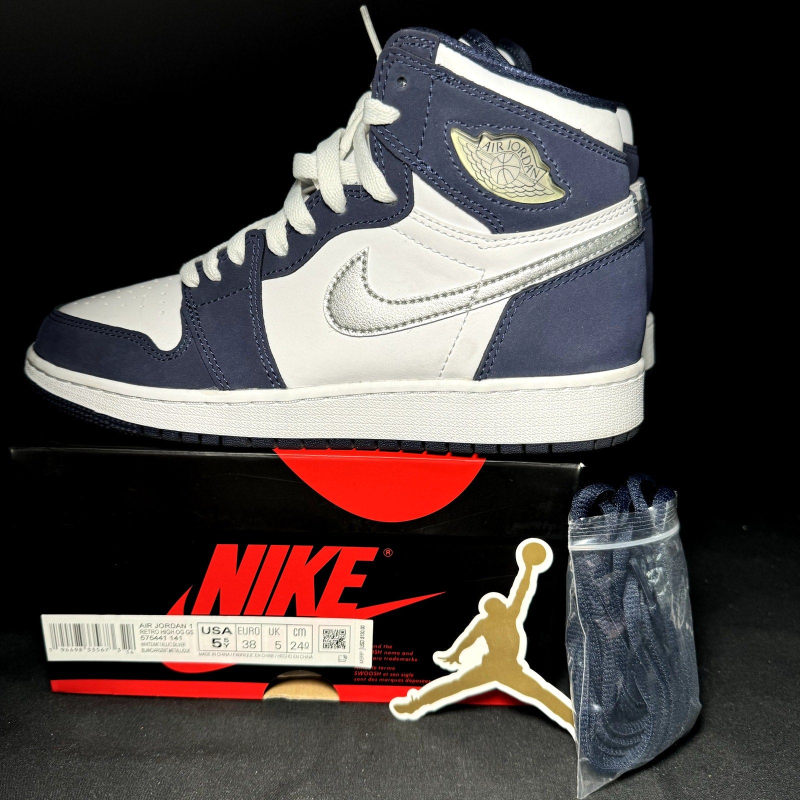 Air Jordan 1 Retro High CO.JP GS Midnight Navy 2020 Kids Shoes - Size 5.5