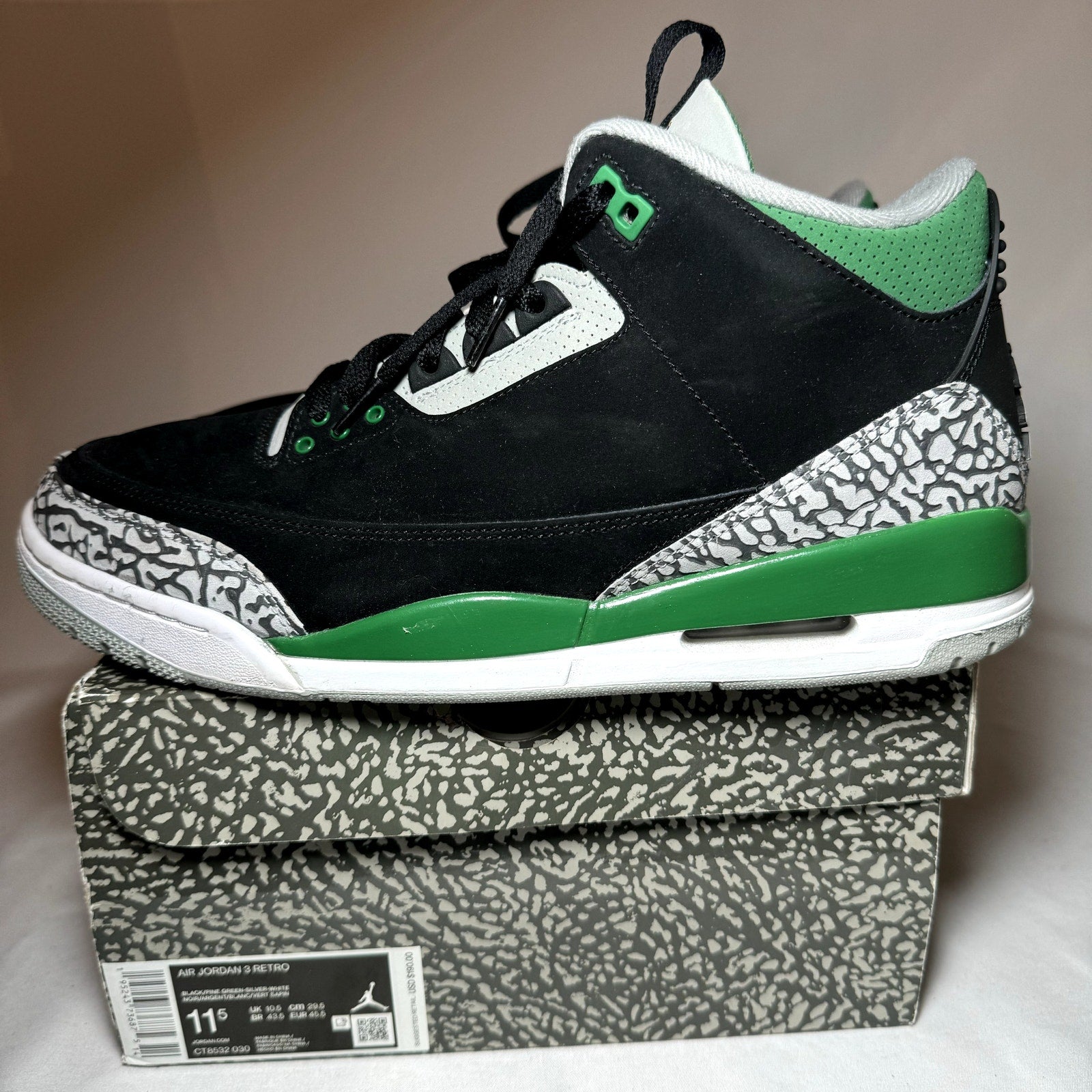 Air Jordan 3 Retro Pine Green Men's Shoes - Size 11.5