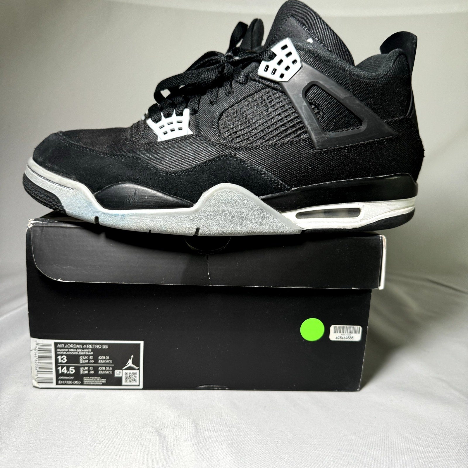 Air Jordan 4 Retro SE Black Canvas 2022 Men's Shoes - Size 13