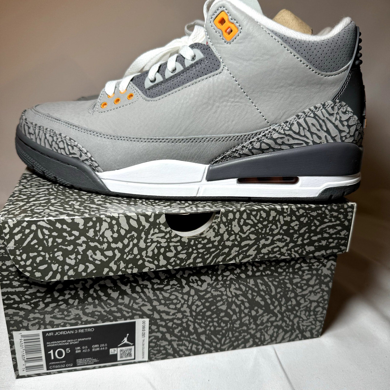 Air Jordan 3 Retro Cool Grey 2021 Men's Shoes - Size 10.5