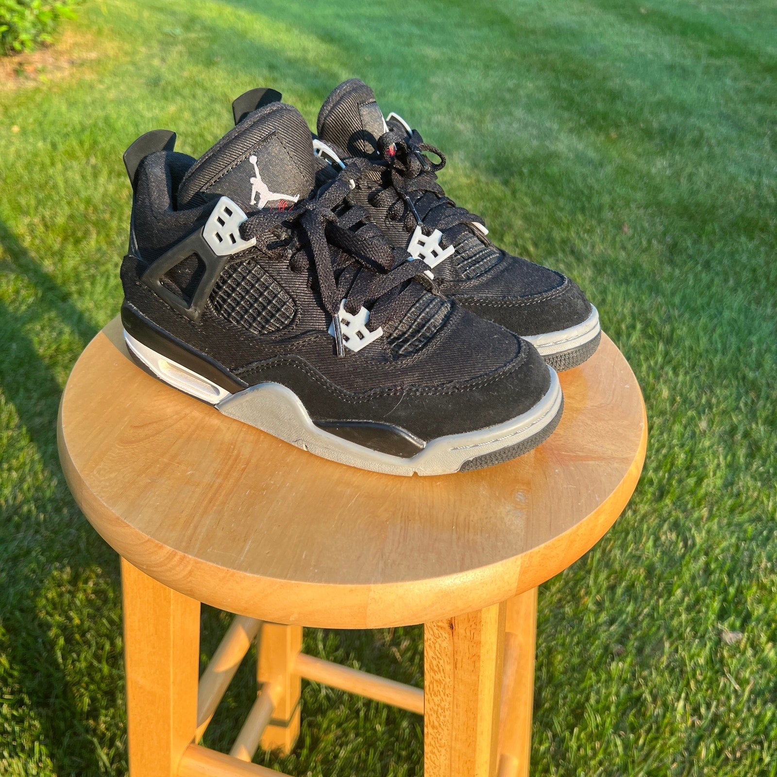 Air Jordan 4 Retro SE GS Black Canvas Kids Shoes - Size 4.5