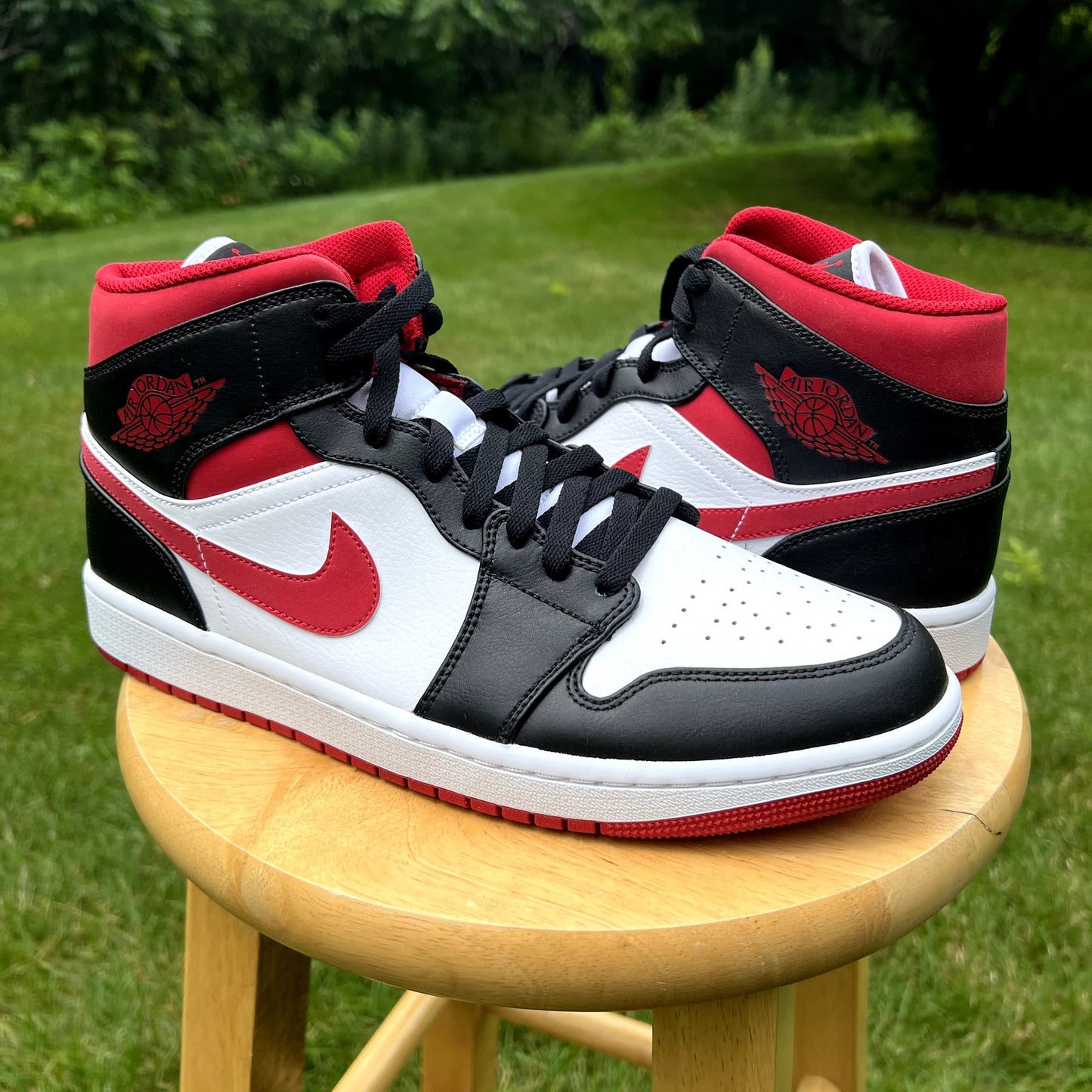 Air Jordan 1 Mid Black Gym Red Men's Shoes - Size 11