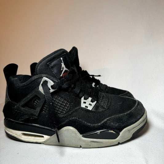 Air Jordan 4 Retro SE GS Black Canvas Kids Shoes - Size 5.5