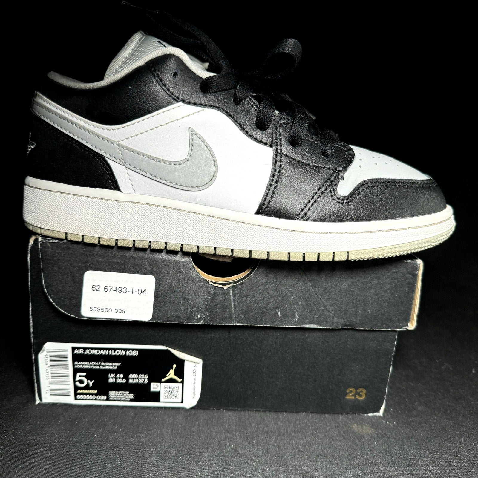 Air Jordan 1 Low GS Smoke Grey 2020 Kids Shoes - Size 5