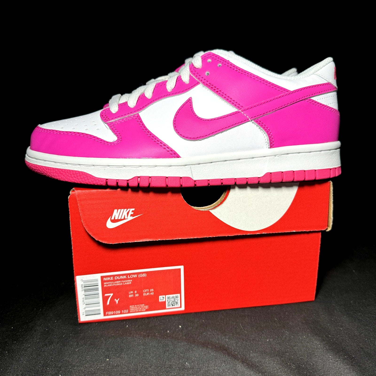 Nike Dunk Low GS laser Fuchsia 2023 Kids Shoes - Size 7