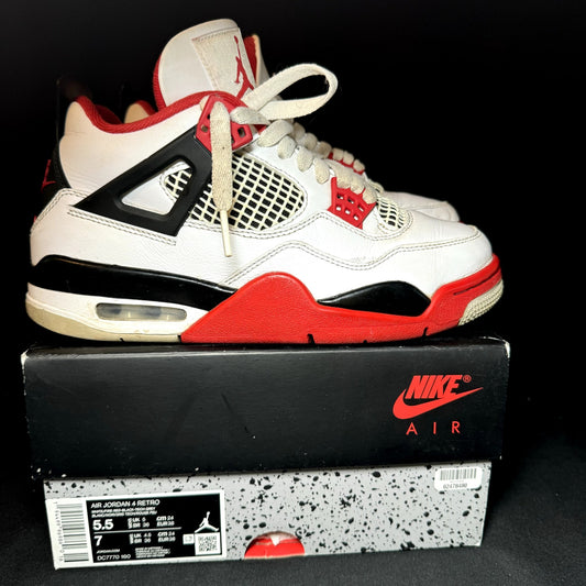 Air Jordan 4 Retro OG Fire Red 2020 Kids Shoes - Size 5.5