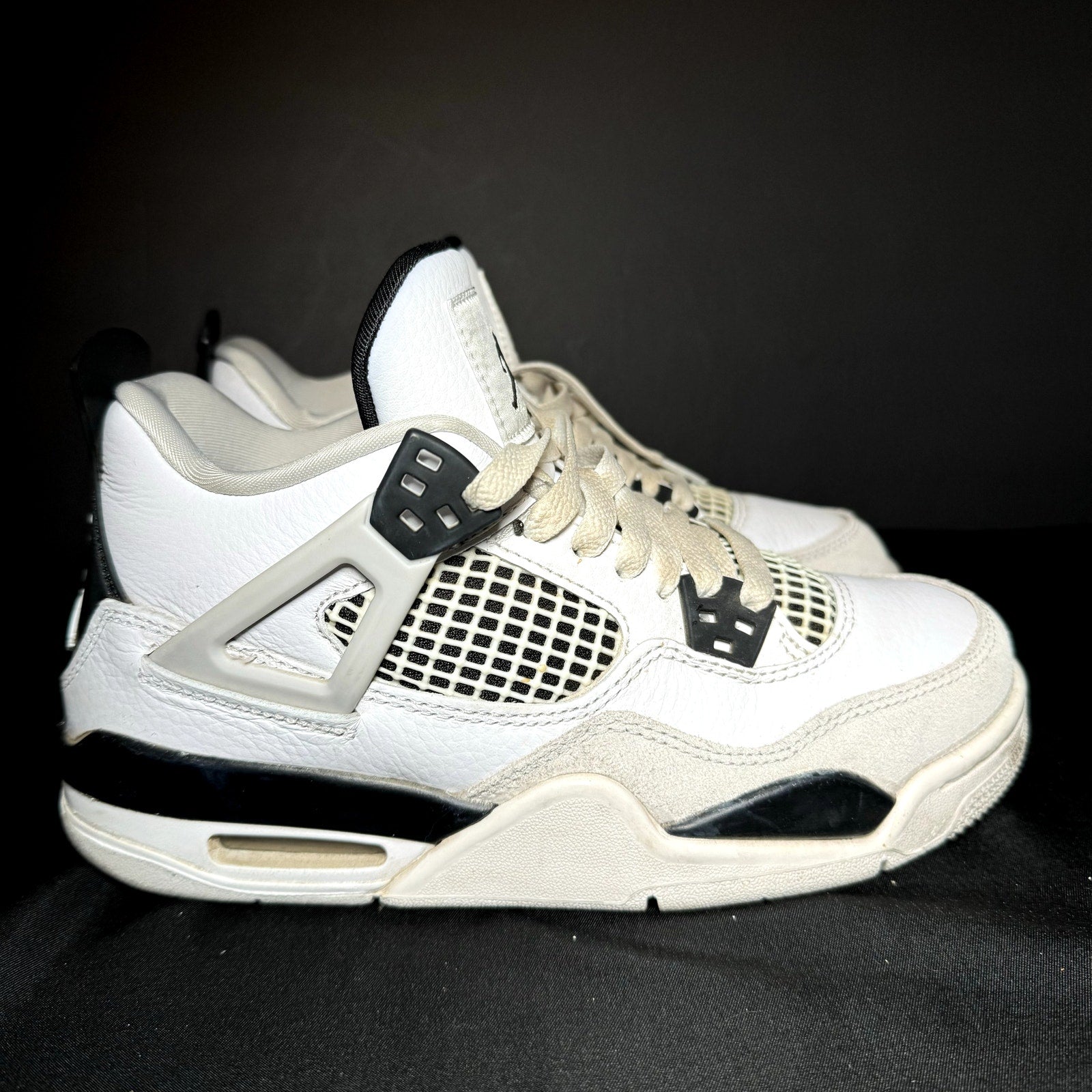 Air Jordan 4 Retro GS Military Black Kids Shoes - Size 4.5