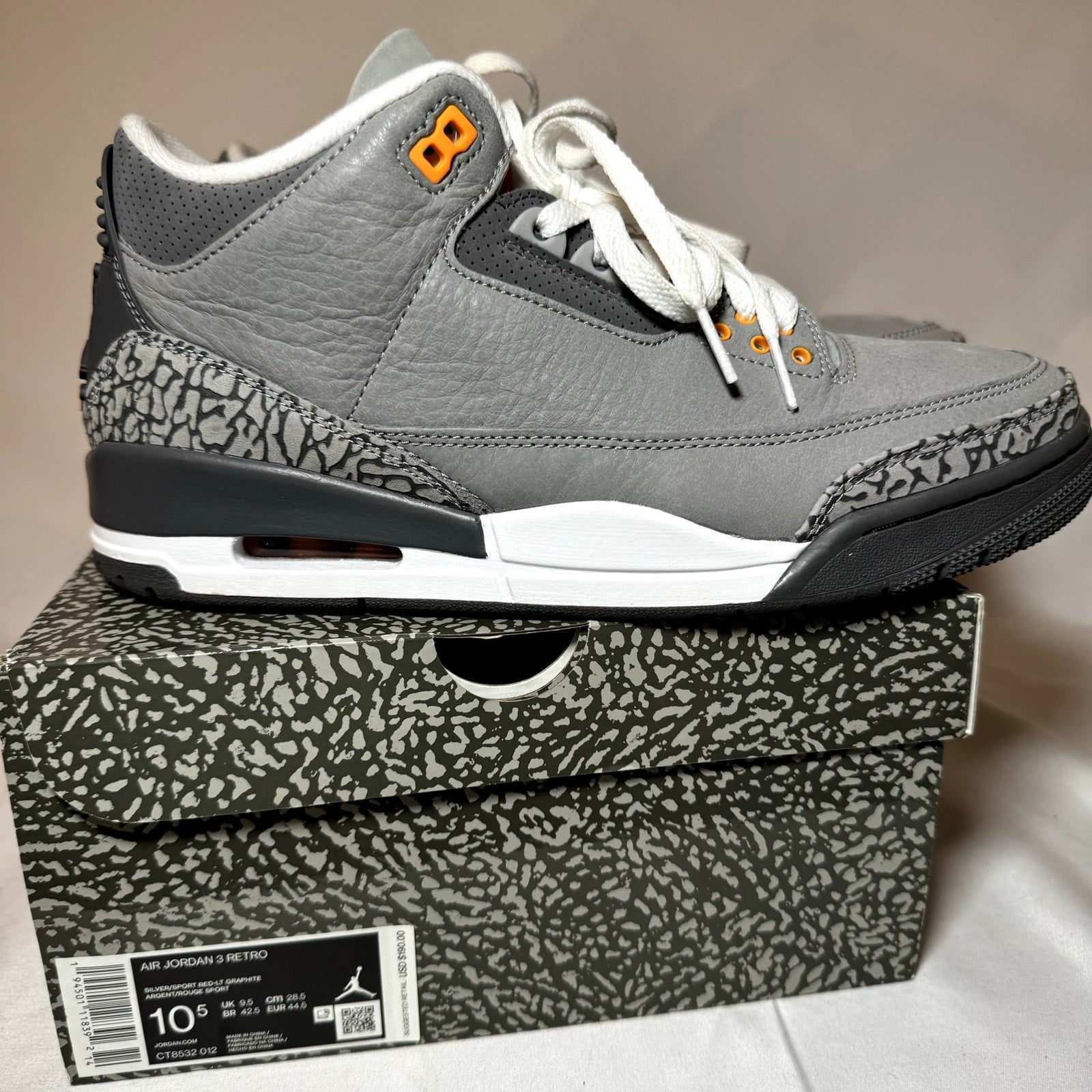 Air Jordan 3 Retro Cool Grey 2021 Men's Shoes - Size 10.5