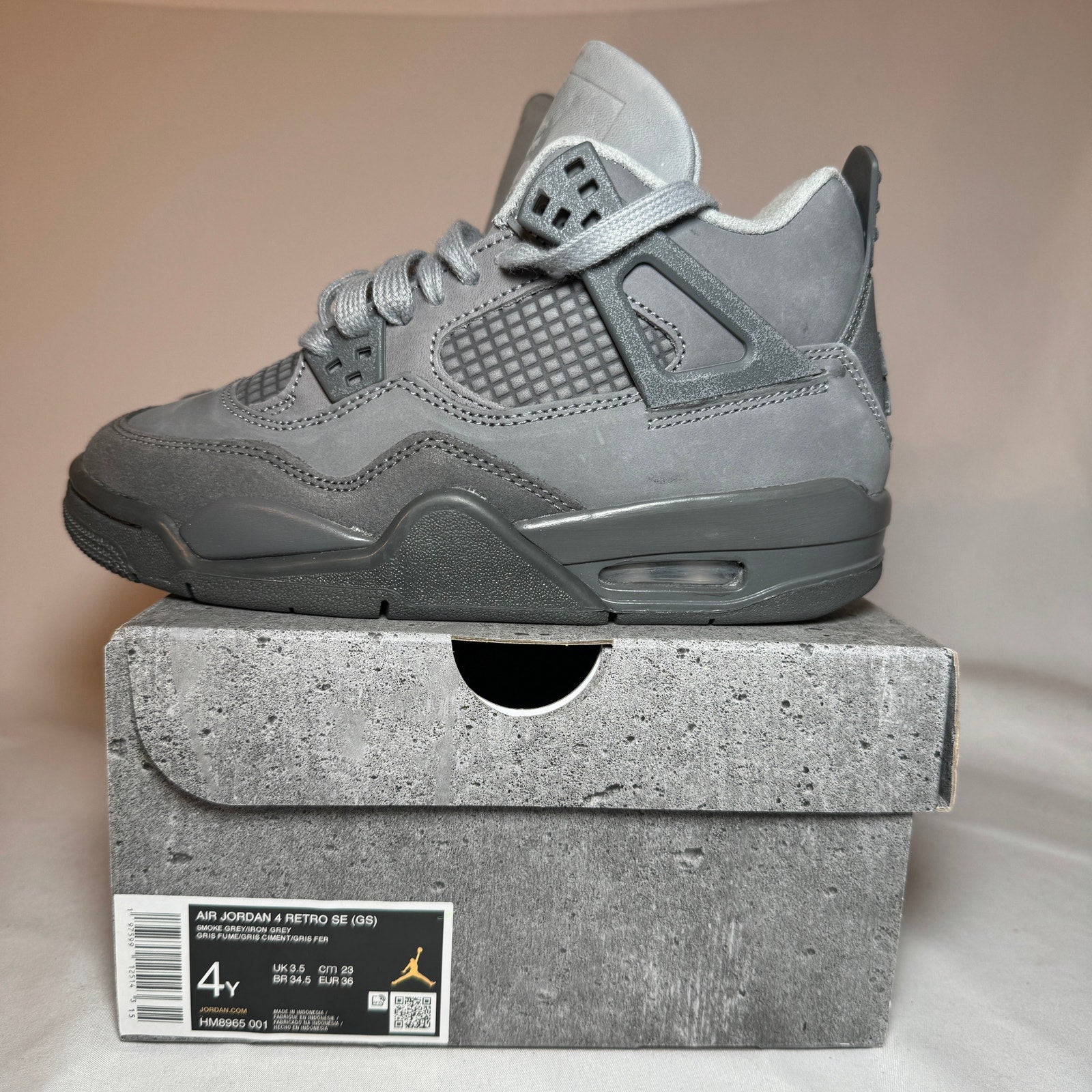 Air Jordan 4 Retro SE GS Wet Cement Kids Shoes - Size 4