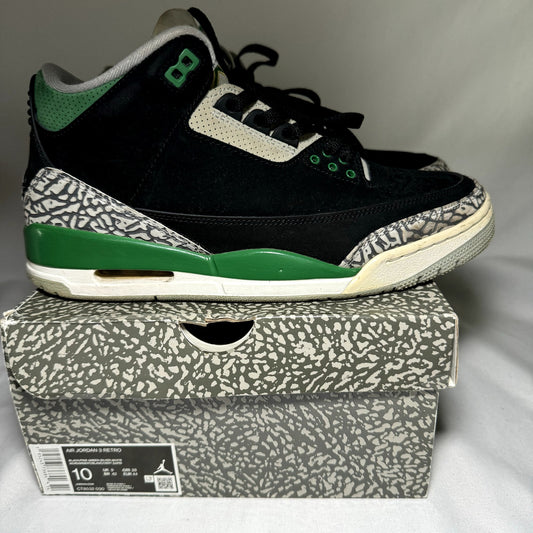 Air Jordan 3 Retro Pine Green Men's Shoes - Size 10