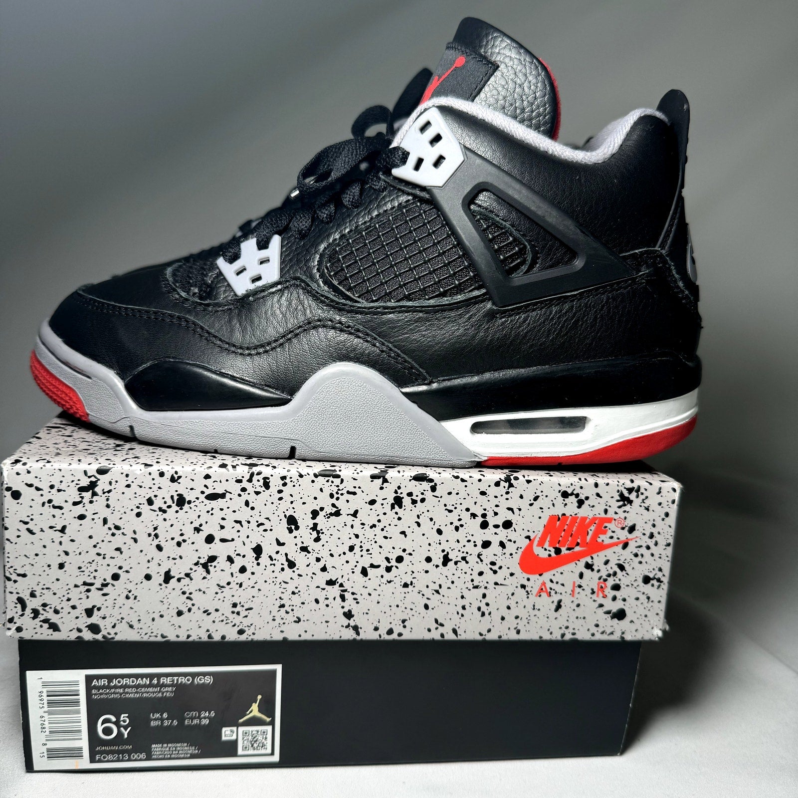 Air Jordan 4 Retro GS Bred Reimagined Kids Shoes - Size 6.5