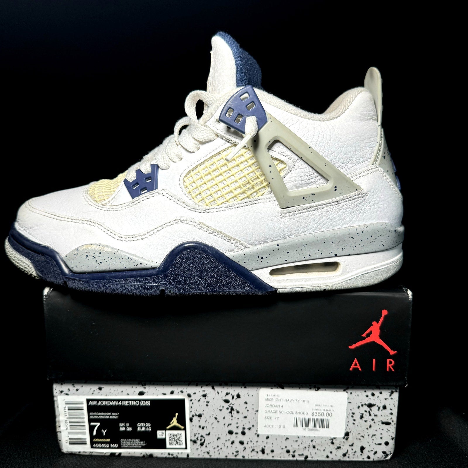 Air Jordan 4 Retro GS Midnight Navy Kids Shoes - Size 7