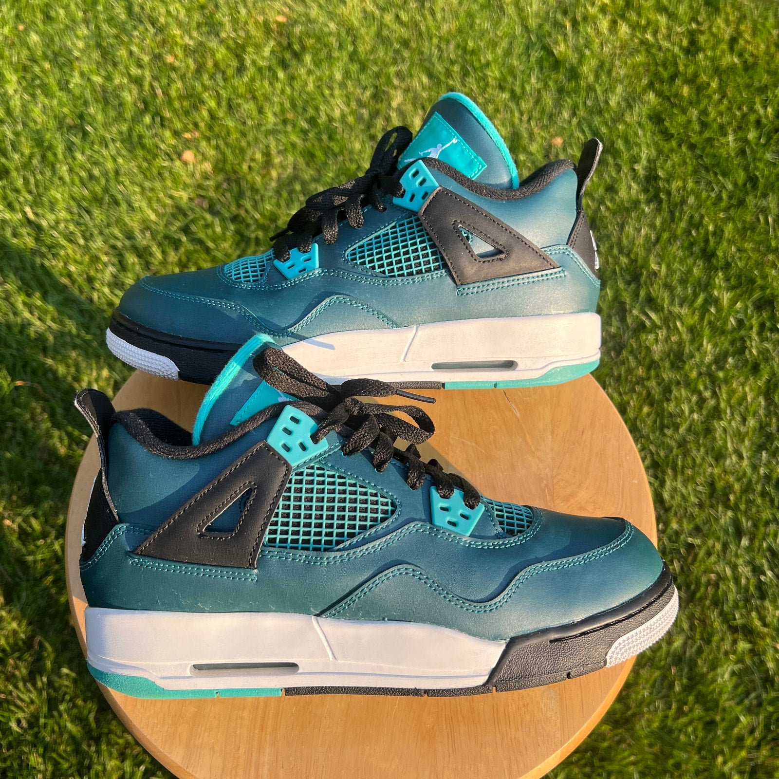 Air Jordan 4 Retro BG Teal Kids Shoes - Size 7