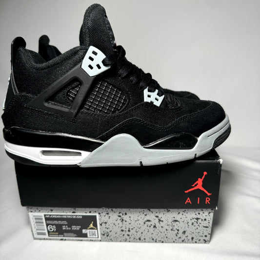 Air Jordan 4 Retro SE GS Black Canvas 2022 Kids Shoes - Size 6.5