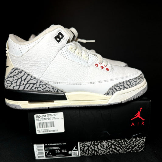 Air Jordan 3 Retro GS White Cement Reimagined Kids Shoes - Size 7