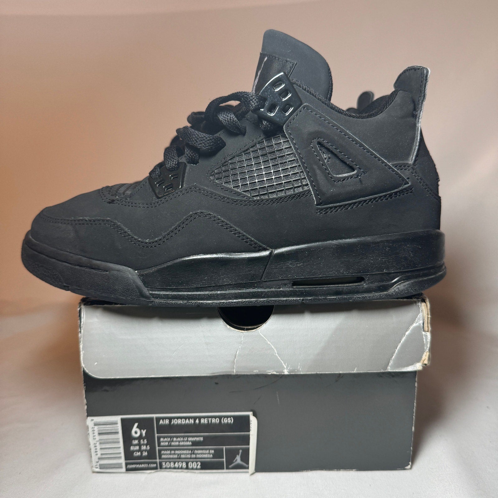 Air Jordan 4 Retro GS Black Cat 2006 Kids Shoes - Size 6